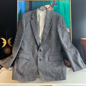 Harry Rosen Samuelsohn Blazer Wool Linen Sport Coat Gray Buttons 43R